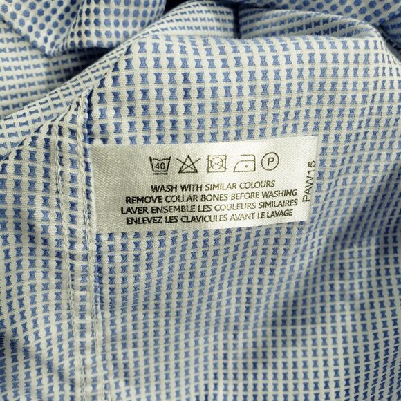 Thomas Pink MENS 16-34.5 Blue Button Up Shirt Long Sleeve Classic Fit Woven - Picture 6 of 14